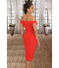 Red off-the-shoulder dress