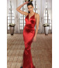 Red satin long dress