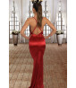 Red satin long dress