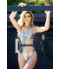 Silver snake effect one-piece swimsuit