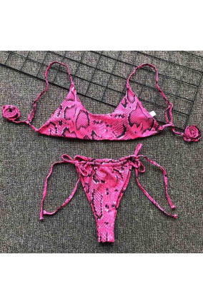 Bikini brasileño rosa animal