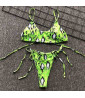 Neon Green Animal Brazilian Bikini