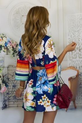 3/4 sleeve floral dress